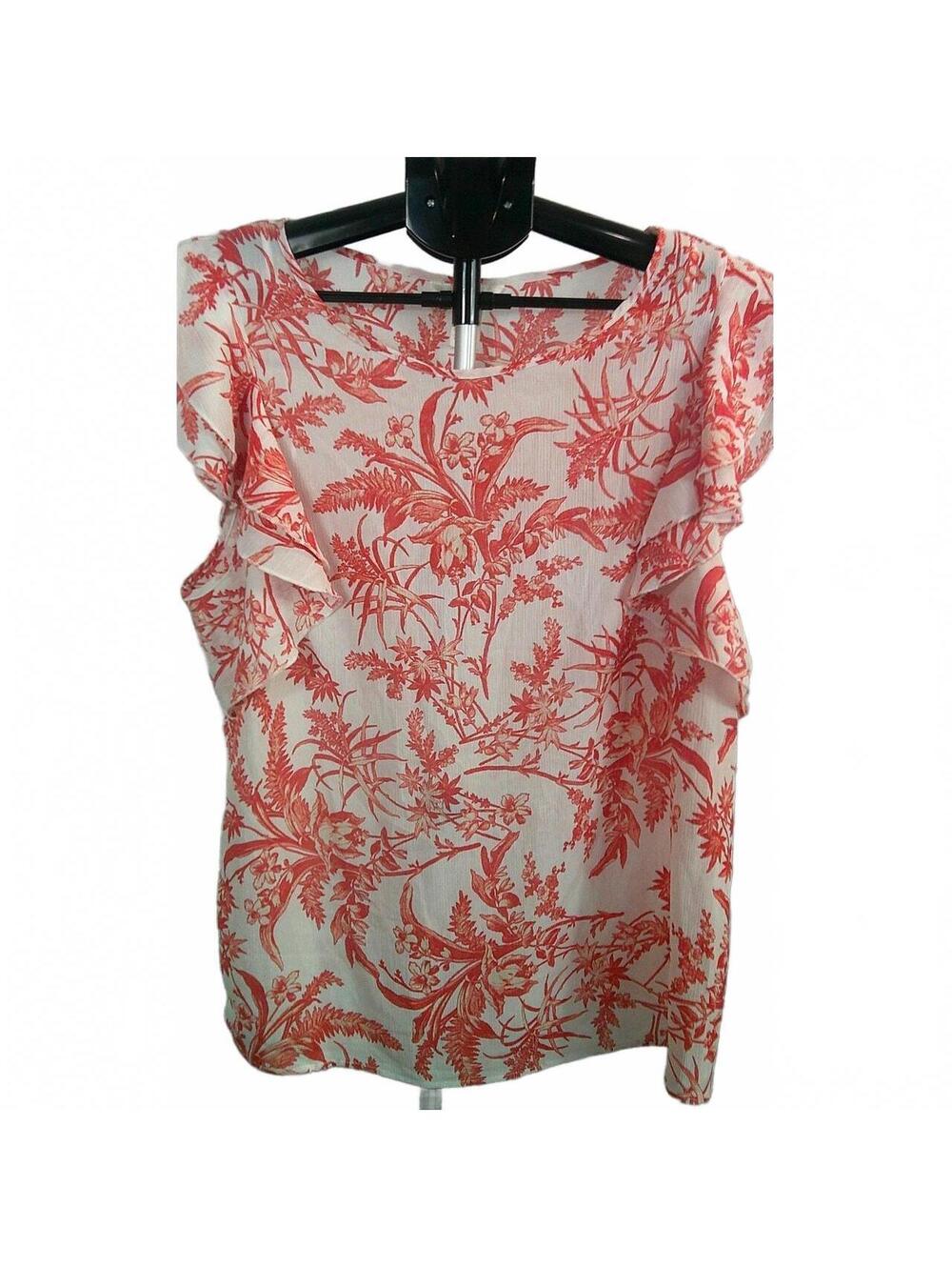 H&M Women's Floral Print Ruffle Sleeve Blouse Size 14